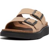 FitFlop Gen-FF Buckle Two-Bar Leather Slides BEIGE
