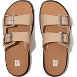 FitFlop Gen-FF Buckle Two-Bar Leather Slides BEIGE