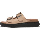 FitFlop Gen-FF Buckle Two-Bar Leather Slides BEIGE