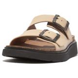 FitFlop Gen-FF Buckle Two-Bar Leather Slides BEIGE