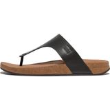 FitFlop Iqushion Men'S Leather Toe-Post Sandals ZWART