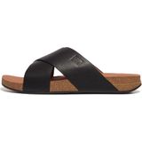 FitFlop FitFlop Iqushion Men'S Leather Cross Slides ZWART - Maat 41