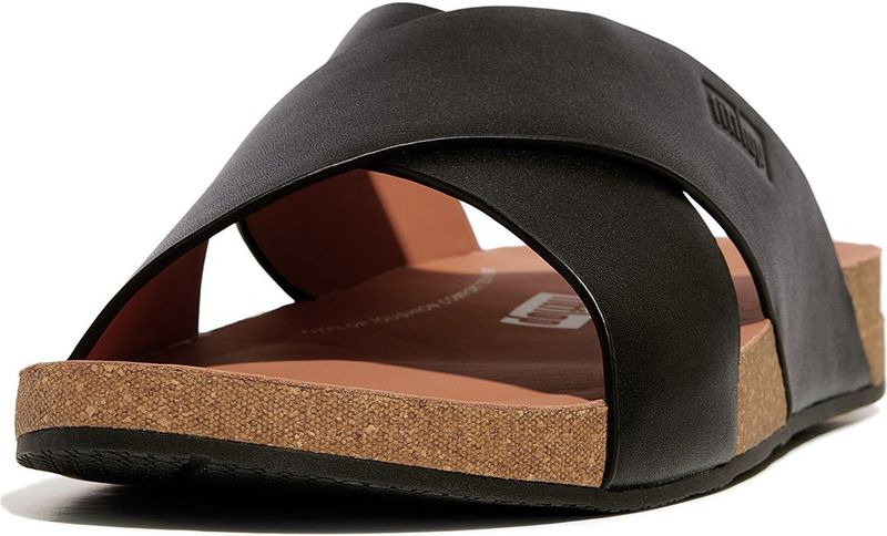 FitFlop FitFlop Iqushion Men'S Leather Cross Slides ZWART - Maat 41