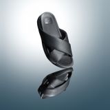 FitFlop Surfer Mens Tumbled-Leather Cross Slides ZWART