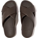 FitFlop Surfer Mens Tumbled-Leather Cross Slides BRUIN - Maat 42