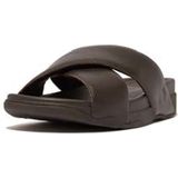 FitFlop - Surfer - Slippers - Zwart - Pluche Leer - Microwobbleboard Zolen