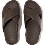 FitFlop - Surfer - Slippers - Zwart - Pluche Leer - Microwobbleboard Zolen