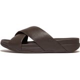 FitFlop - Surfer - Slippers - Zwart - Pluche Leer - Microwobbleboard Zolen