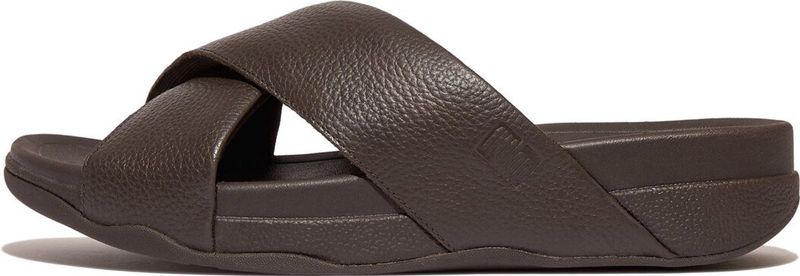 FitFlop - Surfer - Slippers - Zwart - Pluche Leer - Microwobbleboard Zolen