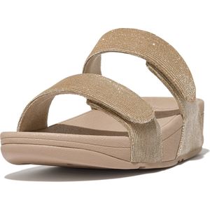 FitFlop Women Lulu Adjustable Shimmerlux Slides Latte Beige-Schoenmaat 39