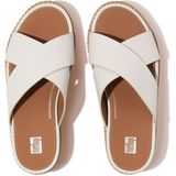 Fitflop Eloise Leather/cork Wedge Cross Slides Wit EU 38 Vrouw