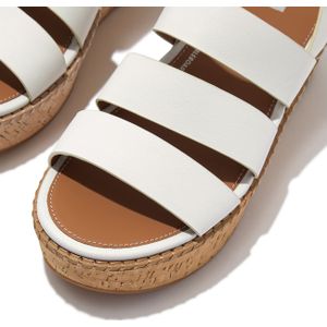 FitFlop Eloise Leather/Cork Strappy Wedge Sandals WIT - Maat 40