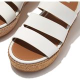 FitFlop Eloise Leather Cork Strappy Wedge Sandals WIT