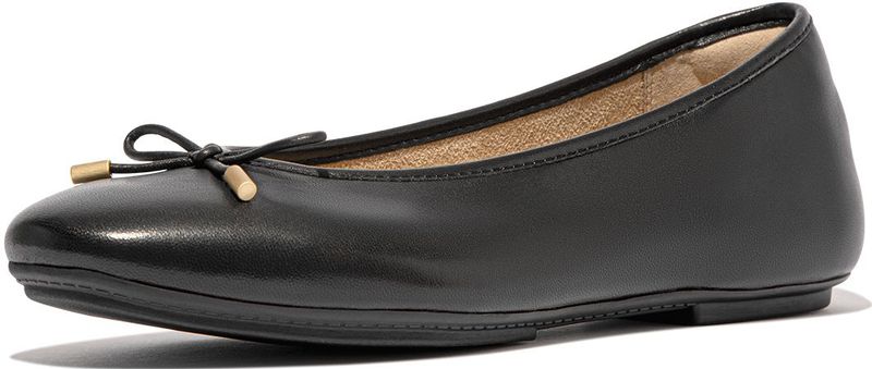 Fitflop Delicato Ballerina's van zacht leer met strik voor dames, zwart.