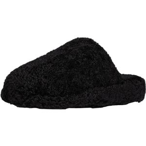 Hausschuhe FitFlop iQushion Wrapped Mule Teddy Damen All Black-Schuhgröße 39