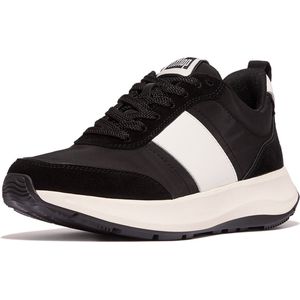 FitFlop F-Mode Flow Sneaker - Nylon Suede Mix ZWART