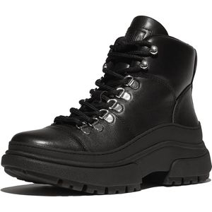 FitFlop Wylder Lace Up Boot - Leather ZWART