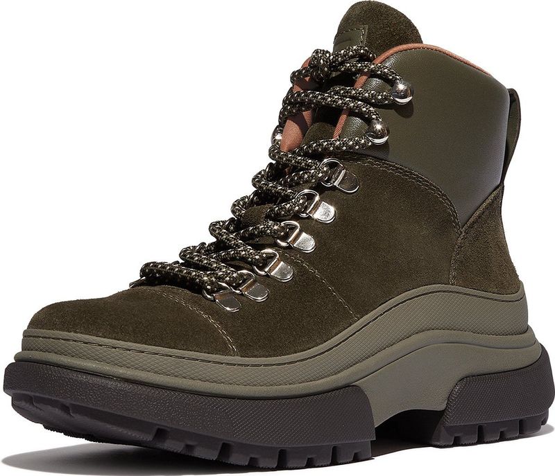 FitFlop - Wylder Lace Up Boot - Enkellaars - Deep Olive - Suède