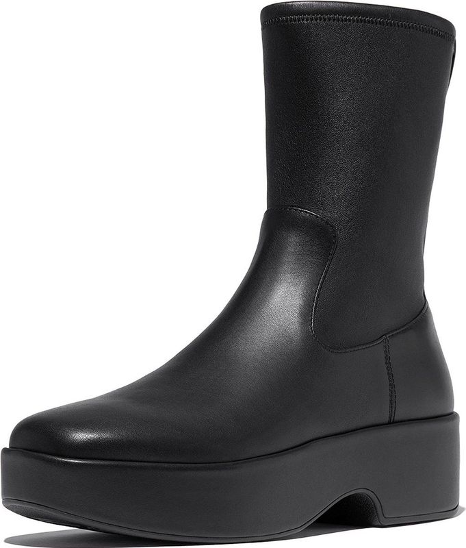 FitFlop F-Luma Boot - Stretch Leather (Wrapped) ZWART