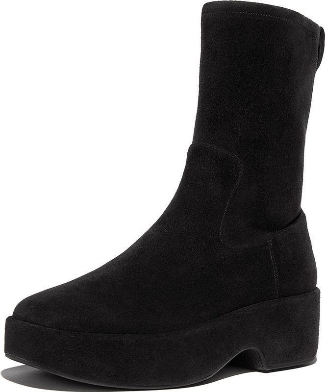 FitFlop - F-Luma Boot - Laarzen - All Black - Suède, Microwobbleboard Tussenzool