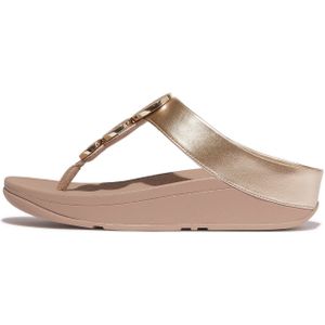FitFlop - Halo Bead-Circle Metallic Toe-Post Sandals - Metallic Latte Beige - PU / Synthetisch