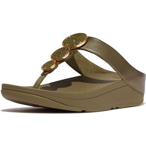 Fitflop Halo Bead-circle Metallic Sandalen Groen,Goud EU 40 Vrouw