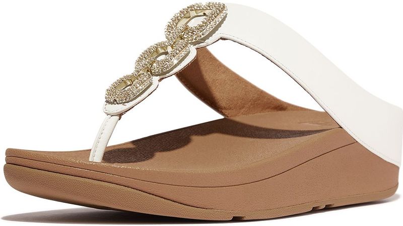 FitFlop - Fino Crystal-Chain Sandalen - Zwart - Leer