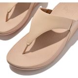 Fitflop Lulu Leather Toepost Platte sandalen voor dames, Beige