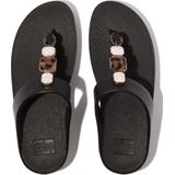Fitflop - Model - Teenslippers - Zwart - Leren, Microfiber Voering, Microwobbleboard Tussenzool