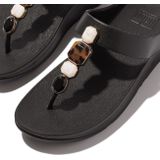 Fitflop - Model - Teenslippers - Zwart - Leren, Microfiber Voering, Microwobbleboard Tussenzool