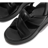 FitFlop - F-Mode Knot Soft-Leather Flatform B/Strap Sandals - Zwart - Leer - Microwobbleboard Tussenzool