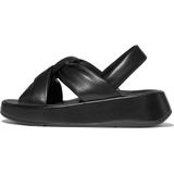 FitFlop - F-Mode Knot Soft-Leather Flatform B/Strap Sandals - Zwart - Leer - Microwobbleboard Tussenzool