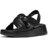 FitFlop - F-Mode Knot Soft-Leather Flatform B/Strap Sandals - Zwart - Leer - Microwobbleboard Tussenzool