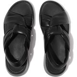 FitFlop - F-Mode Knot Soft-Leather Flatform B/Strap Sandals - Zwart - Leer - Microwobbleboard Tussenzool