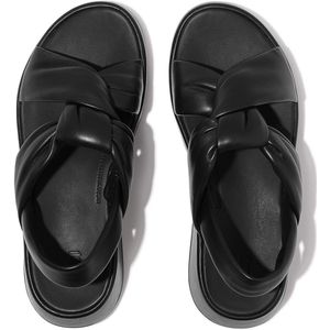 FitFlop - F-Mode Knot Soft-Leather Flatform B/Strap Sandals - Zwart - Leer - Microwobbleboard Tussenzool