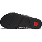 FitFlop - Gracie Woven Cross Slides - Slipper - Black/Ivory Mix - Faux Raffia, Leer, Dynamicush Demping