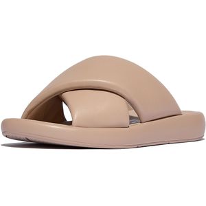 FitFlop Women iQushion D-Luxe Padded Leather Cross Slides Classic Beige-Schoenmaat 38