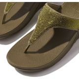 FitFlop - Lulu Toepost Hotfix - Slipper - Metallic Camo-Green - Microvezel Bovenwerk, Microwobbleboard Tussenzool