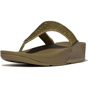 FitFlop - Lulu Toepost Hotfix - Slipper - Metallic Camo-Green - Microvezel Bovenwerk, Microwobbleboard Tussenzool