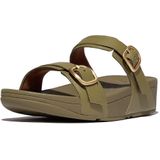 FitFlop - Lulu Adjustable Slide - Slippers - Camo-Groen - Leer