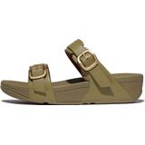 FitFlop - Lulu Adjustable Slide - Slippers - Camo-Groen - Leer