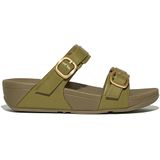 FitFlop - Lulu Adjustable Slide - Slippers - Camo-Groen - Leer