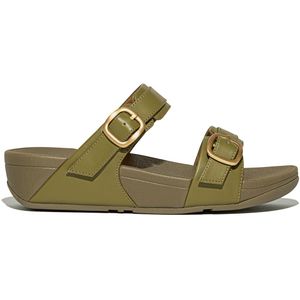 FitFlop - Lulu Adjustable Slide - Slippers - Camo-Groen - Leer