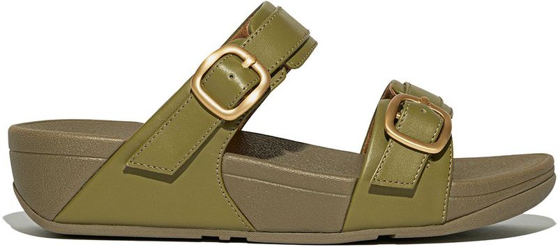FitFlop - Lulu Adjustable Slide - Slippers - Camo-Groen - Leer