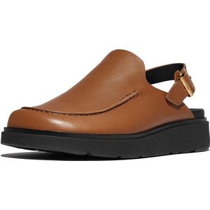 FitFlop - Gen-FF Leather Back-Strap Moc Mules - Zwart - Leer - Microwobbleboard Tussenzool