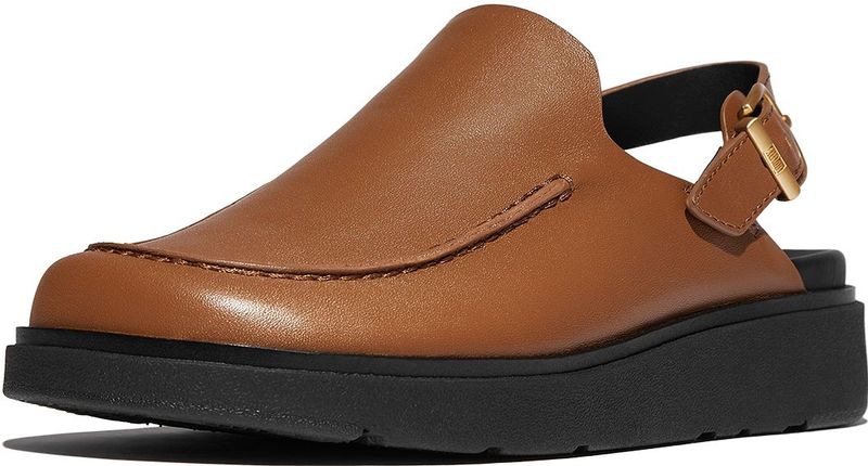 FitFlop - Gen-FF Leather Back-Strap Moc Mules - Zwart - Leer - Microwobbleboard Tussenzool