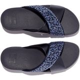 FitFlop - Lulu Crystal-Mix Metallic Cross Slides - Slipper - Midnight Navy - Polyester