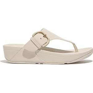 FitFlop - Lulu Resin-Buckle Leather Toe-Post Sandals - Paris Beige - Leer - Microwobbleboard Tussenzool
