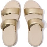 FitFlop - F-Mode Go Adjustable Flatform Two-Bar Slides - All Black - Imitatieleer