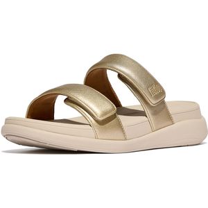 FitFlop - F-Mode Go Adjustable Flatform Two-Bar Slides - Platino - Polyester Bovenwerk, Microwobbleboard Tussenzool